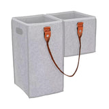 Maxbell Staircase Tidy Basket Bin L Shaped Felt Fabric for Laundry Toys 44.5x24x43cm Light Gray