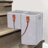 Maxbell Staircase Tidy Basket Bin L Shaped Felt Fabric for Laundry Toys 44.5x24x43cm Light Gray