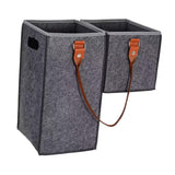 Maxbell Staircase Tidy Basket Bin L Shaped Felt Fabric for Laundry Toys 44.5x24x43cm Grey