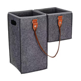 Maxbell Staircase Tidy Basket Bin L Shaped Felt Fabric for Laundry Toys 44.5x24x43cm Grey