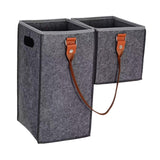 Maxbell Staircase Tidy Basket Bin L Shaped Felt Fabric for Laundry Toys 44.5x24x43cm Grey