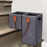 Maxbell Staircase Tidy Basket Bin L Shaped Felt Fabric for Laundry Toys 44.5x24x43cm Grey