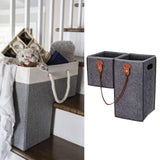 Maxbell Staircase Tidy Basket Bin L Shaped Felt Fabric for Laundry Toys 44.5x24x43cm Grey