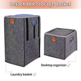 Maxbell Staircase Tidy Basket Bin L Shaped Felt Fabric for Laundry Toys 44.5x24x43cm Grey