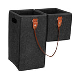 Maxbell Staircase Tidy Basket Bin L Shaped Felt Fabric for Laundry Toys 44.5x24x43cm Dark Grey