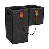 Maxbell Staircase Tidy Basket Bin L Shaped Felt Fabric for Laundry Toys 44.5x24x43cm Dark Grey