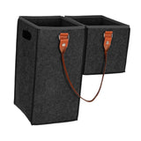 Maxbell Staircase Tidy Basket Bin L Shaped Felt Fabric for Laundry Toys 44.5x24x43cm Dark Grey