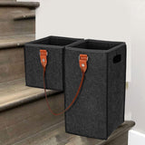 Maxbell Staircase Tidy Basket Bin L Shaped Felt Fabric for Laundry Toys 44.5x24x43cm Dark Grey