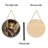 Maxbell 2D Flat Door Sign Wood Fairy Garden Decoration for Lawn Backyard Yard