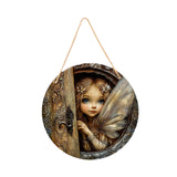 Maxbell 2D Flat Door Sign Wood Fairy Garden Decoration for Lawn Backyard Yard