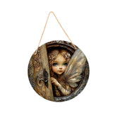 Maxbell 2D Flat Door Sign Wood Fairy Garden Decoration for Lawn Backyard Yard