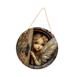 Maxbell 2D Flat Door Sign Wood Fairy Garden Decoration for Lawn Backyard Yard