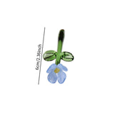 Maxbell Mini Glass Flower Small Home Decoration Ornament Gifts for Summer Table Home Blue