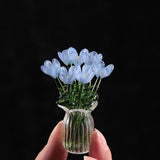 Maxbell Mini Glass Flower Small Home Decoration Ornament Gifts for Summer Table Home Blue