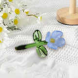 Maxbell Mini Glass Flower Small Home Decoration Ornament Gifts for Summer Table Home Blue