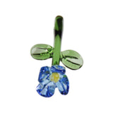 Maxbell Mini Glass Flower Small Home Decoration Ornament Gifts for Summer Table Home Dark Blue