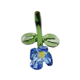 Maxbell Mini Glass Flower Small Home Decoration Ornament Gifts for Summer Table Home Dark Blue