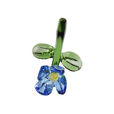 Maxbell Mini Glass Flower Small Home Decoration Ornament Gifts for Summer Table Home Dark Blue