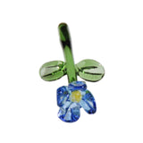 Maxbell Mini Glass Flower Small Home Decoration Ornament Gifts for Summer Table Home Dark Blue