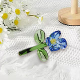 Maxbell Mini Glass Flower Small Home Decoration Ornament Gifts for Summer Table Home Dark Blue