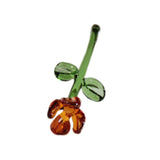 Maxbell Mini Glass Flower Small Home Decoration Ornament Gifts for Summer Table Home Brown