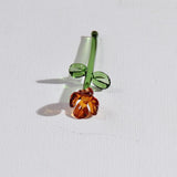 Maxbell Mini Glass Flower Small Home Decoration Ornament Gifts for Summer Table Home Brown