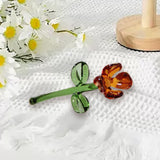 Maxbell Mini Glass Flower Small Home Decoration Ornament Gifts for Summer Table Home Brown