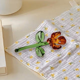 Maxbell Mini Glass Flower Small Home Decoration Ornament Gifts for Summer Table Home Brown