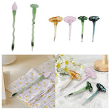 Maxbell Mini Glass Flower Ornament Artificial Flower for Spring Indoor Office Green Lotus Leaf