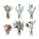 Maxbell Glass Flowers Figurine with Vase Bouquet Gift for Girlfriend Mom Anniversary Lotus
