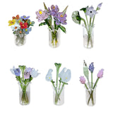Maxbell Glass Flowers Figurine with Vase Bouquet Gift for Girlfriend Mom Anniversary Lotus
