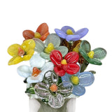 Maxbell Glass Flowers Figurine with Vase Bouquet Gift for Girlfriend Mom Anniversary Small flowers