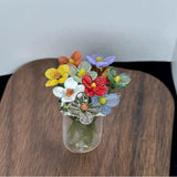 Maxbell Glass Flowers Figurine with Vase Bouquet Gift for Girlfriend Mom Anniversary Small flowers