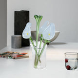 Maxbell Glass Flowers Figurine with Vase Bouquet Gift for Girlfriend Mom Anniversary Lily