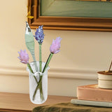 Maxbell Glass Flowers Figurine with Vase Bouquet Gift for Girlfriend Mom Anniversary Lavender