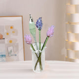 Maxbell Glass Flowers Figurine with Vase Bouquet Gift for Girlfriend Mom Anniversary Lavender
