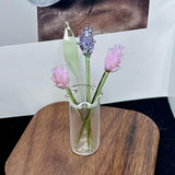 Maxbell Glass Flowers Figurine with Vase Bouquet Gift for Girlfriend Mom Anniversary Lavender