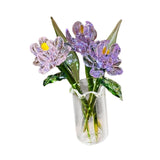 Maxbell Glass Flowers Figurine with Vase Bouquet Gift for Girlfriend Mom Anniversary Peony