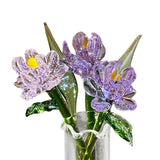 Maxbell Glass Flowers Figurine with Vase Bouquet Gift for Girlfriend Mom Anniversary Peony