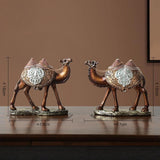 Maxbell 2Pcs Camel Statue Creative Funny Animal Sculpture for Farmhouse Walkway Home Wood Grain Color