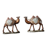 Maxbell 2Pcs Camel Statue Creative Funny Animal Sculpture for Farmhouse Walkway Home Wood Grain Color