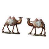 Maxbell 2Pcs Camel Statue Creative Funny Animal Sculpture for Farmhouse Walkway Home Wood Grain Color