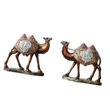 Maxbell 2Pcs Camel Statue Creative Funny Animal Sculpture for Farmhouse Walkway Home Wood Grain Color