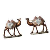 Maxbell 2Pcs Camel Statue Creative Funny Animal Sculpture for Farmhouse Walkway Home Wood Grain Color