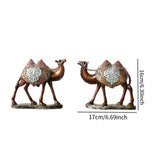 Maxbell 2Pcs Camel Statue Creative Funny Animal Sculpture for Farmhouse Walkway Home Wood Grain Color