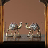 Maxbell 2Pcs Camel Statue Creative Funny Animal Sculpture for Farmhouse Walkway Home Gold