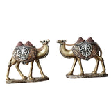 Maxbell 2Pcs Camel Statue Creative Funny Animal Sculpture for Farmhouse Walkway Home Gold