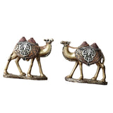Maxbell 2Pcs Camel Statue Creative Funny Animal Sculpture for Farmhouse Walkway Home Gold