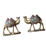 Maxbell 2Pcs Camel Statue Creative Funny Animal Sculpture for Farmhouse Walkway Home Gold