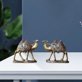 Maxbell 2Pcs Camel Statue Creative Funny Animal Sculpture for Farmhouse Walkway Home Gold